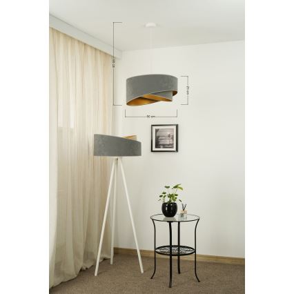 Brilagi - LED Csillár zsinóron LYRA 1xE27/15W/230V szürke/arany