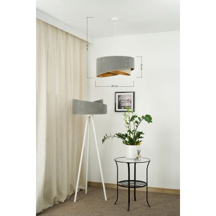 Brilagi - LED Csillár zsinóron LYRA 1xE27/15W/230V szürke/bézs/arany