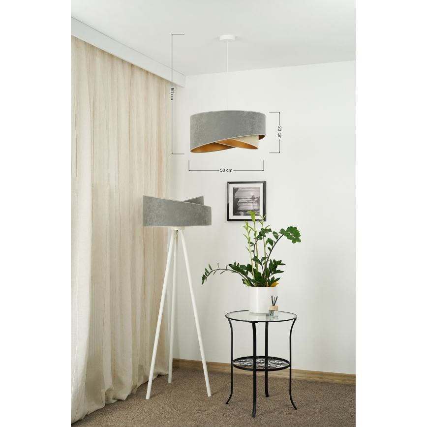 Brilagi - LED Csillár zsinóron LYRA 1xE27/15W/230V szürke/bézs/arany