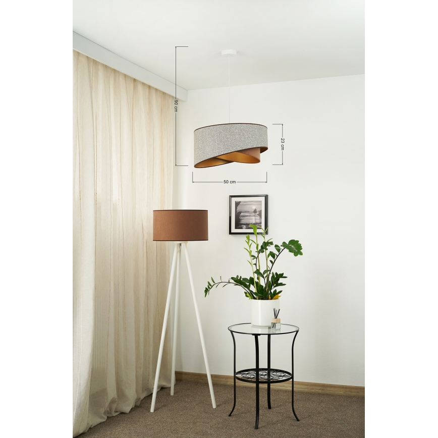 Brilagi - LED Csillár zsinóron LYRA 1xE27/15W/230V szürke/krémes/arany