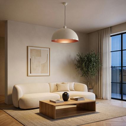 Brilagi - LED csillár zsinóron METALO 1xE27/40W/230V átm. 40 cm bézs/réz