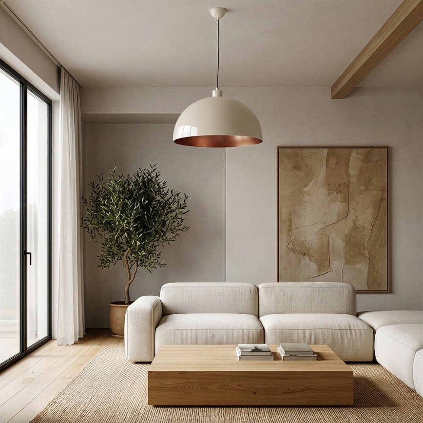 Brilagi - LED csillár zsinóron METALO 1xE27/40W/230V átm. 40 cm bézs/réz