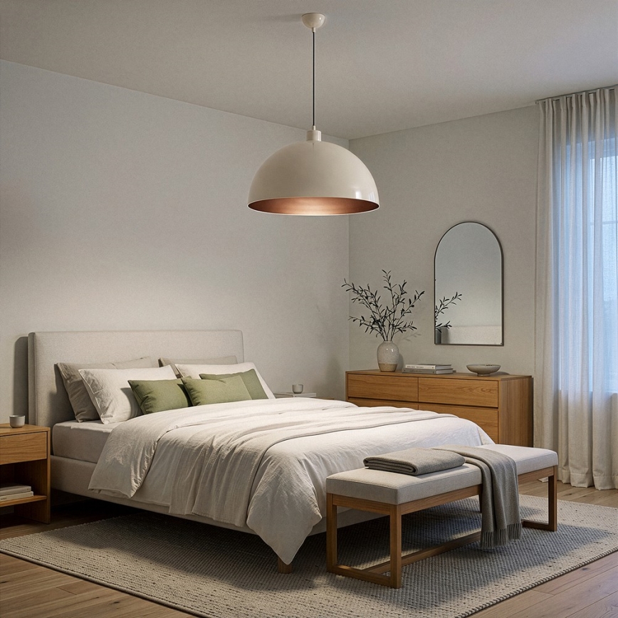Brilagi - LED csillár zsinóron METALO 1xE27/40W/230V átm. 40 cm bézs/réz