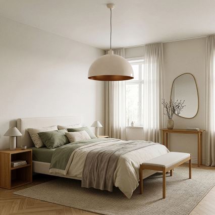 Brilagi - LED csillár zsinóron METALO 1xE27/40W/230V átm. 40 cm bézs/réz