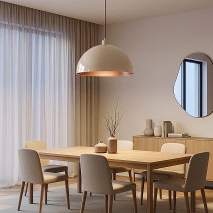 Brilagi - LED csillár zsinóron METALO 1xE27/40W/230V átm. 40 cm bézs/réz