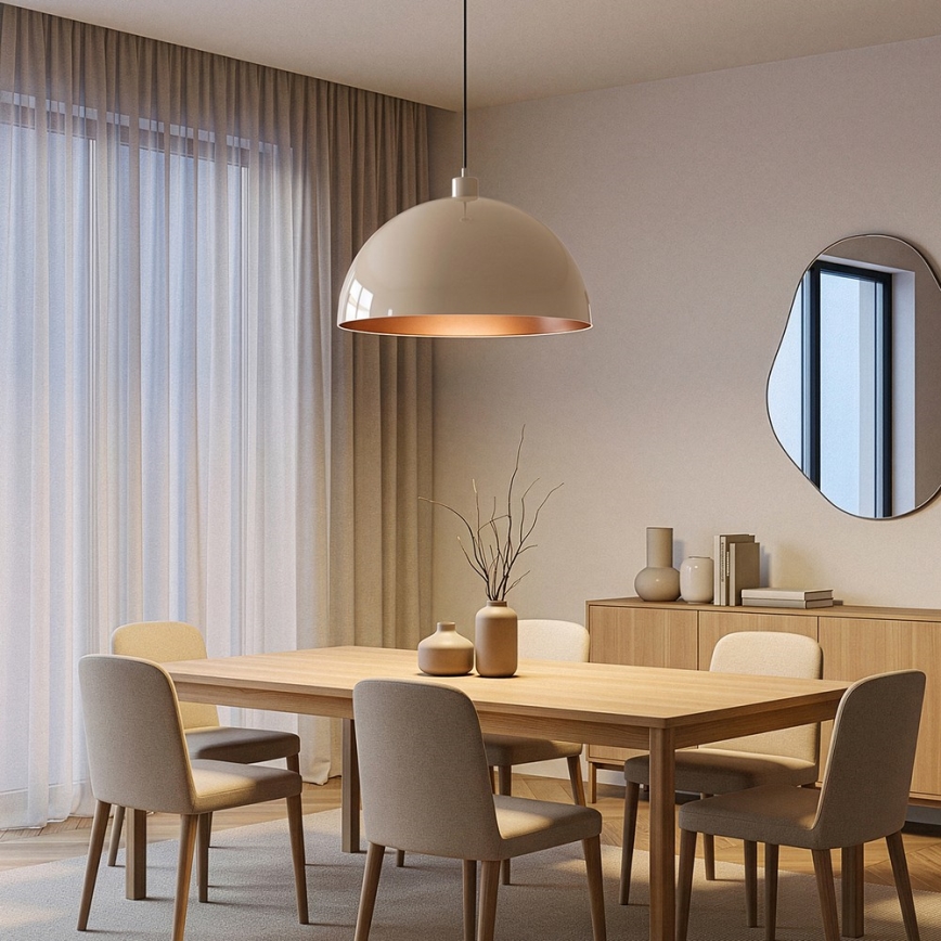 Brilagi - LED csillár zsinóron METALO 1xE27/40W/230V átm. 40 cm bézs/réz