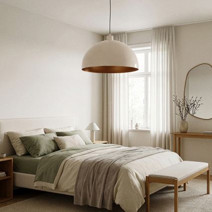 Brilagi - LED csillár zsinóron METALO 1xE27/40W/230V átm. 40 cm bézs/réz