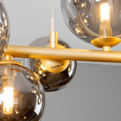 Brilagi - LED Csillár zsinóron MILLA 10xG9/3W/230V arany/füstös