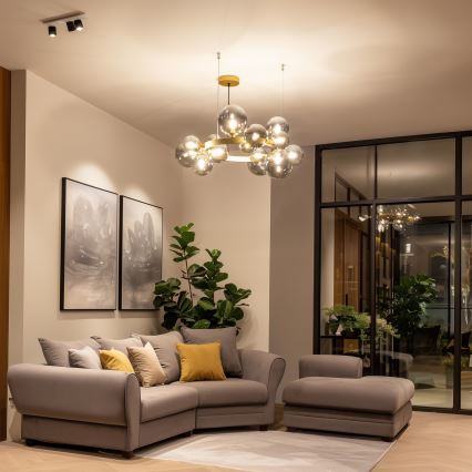 Brilagi - LED Csillár zsinóron MILLA 15xG9/3W/230V arany/füstös