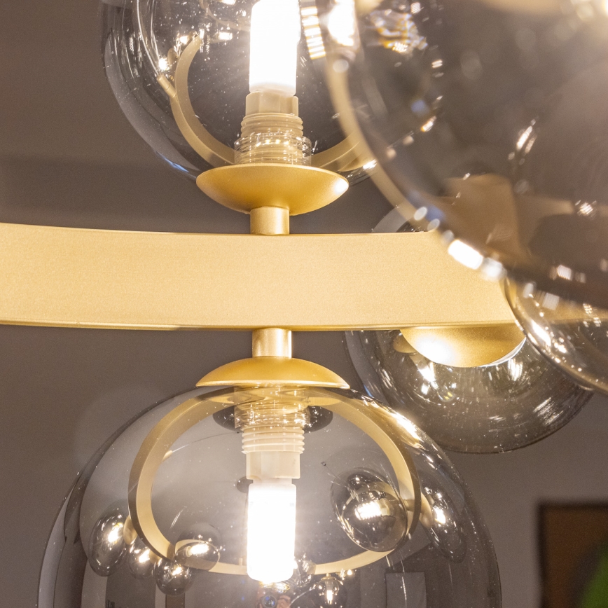 Brilagi - LED Csillár zsinóron MILLA 15xG9/3W/230V arany/füstös