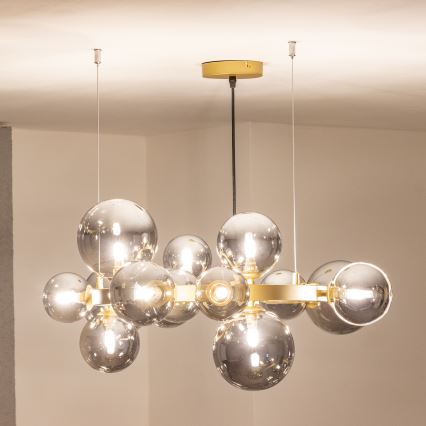 Brilagi - LED Csillár zsinóron MILLA 15xG9/3W/230V arany/füstös