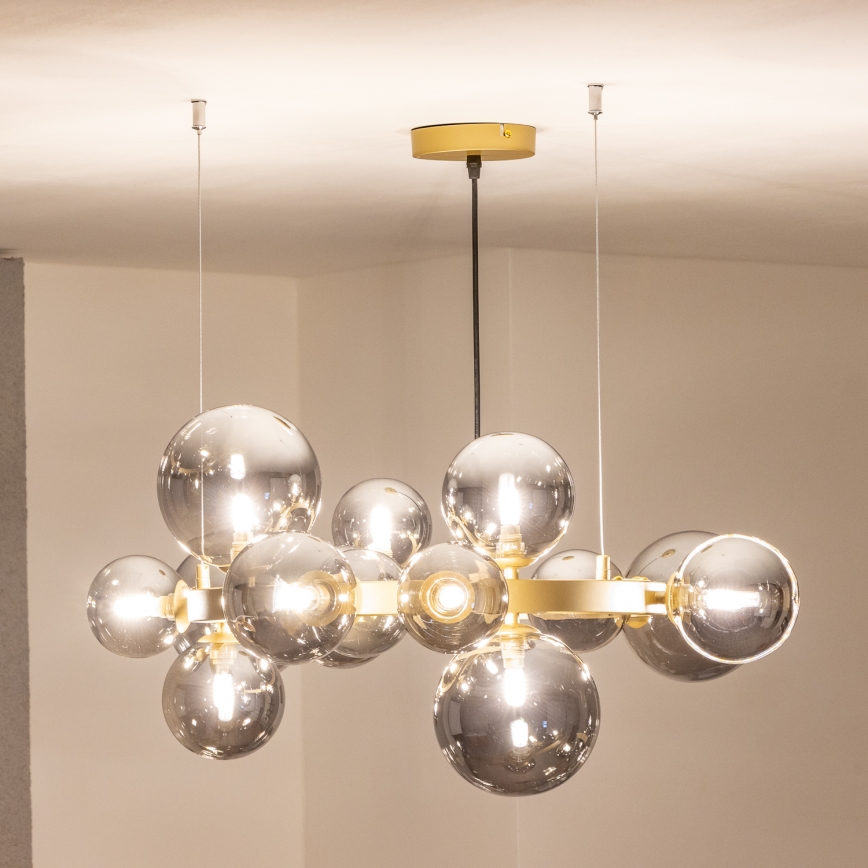 Brilagi - LED Csillár zsinóron MILLA 15xG9/3W/230V arany/füstös