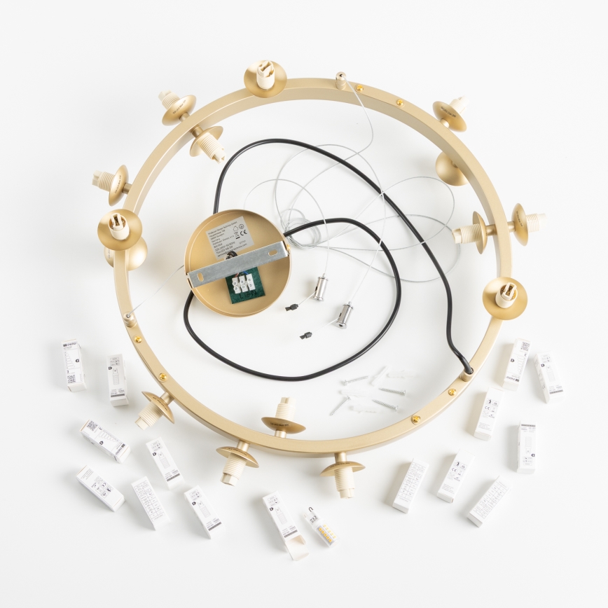 Brilagi - LED Csillár zsinóron MILLA 15xG9/3W/230V arany/füstös