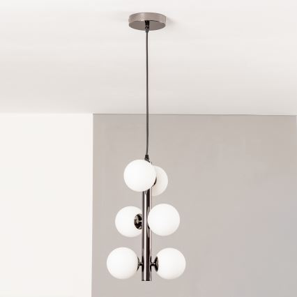 Brilagi - LED csillár zsinóron MILLA 6xG9/3W/230V fekete króm/fehér