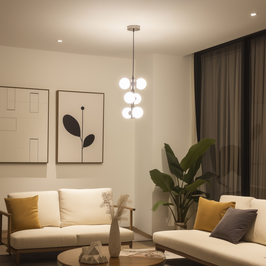 Brilagi - LED csillár zsinóron MILLA 6xG9/3W/230V fekete króm/fehér