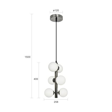 Brilagi - LED csillár zsinóron MILLA 6xG9/3W/230V fekete króm/fehér