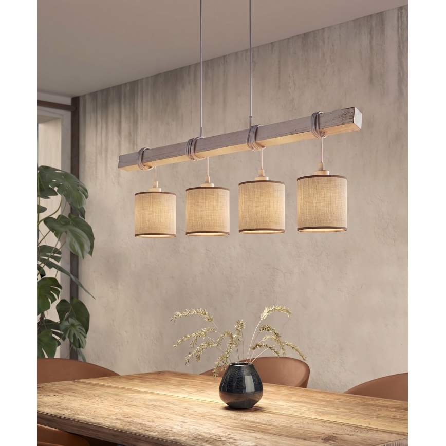 Brilagi - LED csillár zsinóron NUBILA 4xE27/60W/230V szürke/barna