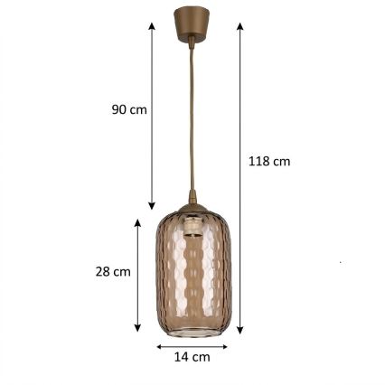 Brilagi - LED függőlámpa kábelen RETRO GLASS 1xE27/60W/230V átm. 14 cm barna//füstös barna