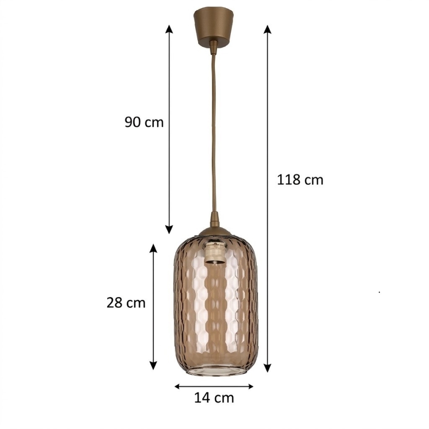 Brilagi - LED függőlámpa kábelen RETRO GLASS 1xE27/60W/230V átm. 14 cm barna//füstös barna
