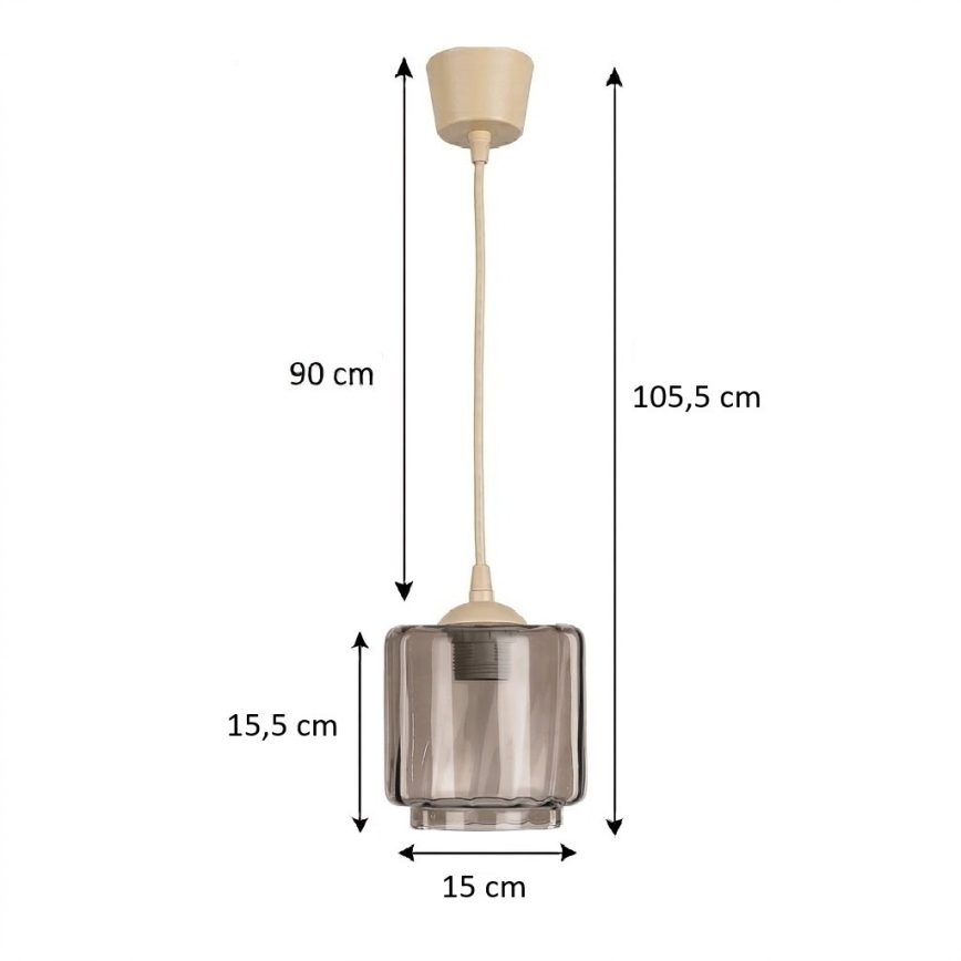 Brilagi - LED függőlámpa kábellel RETRO GLASS 1xE27/60W/230V átm. 15 cm bézs/füstös bézs