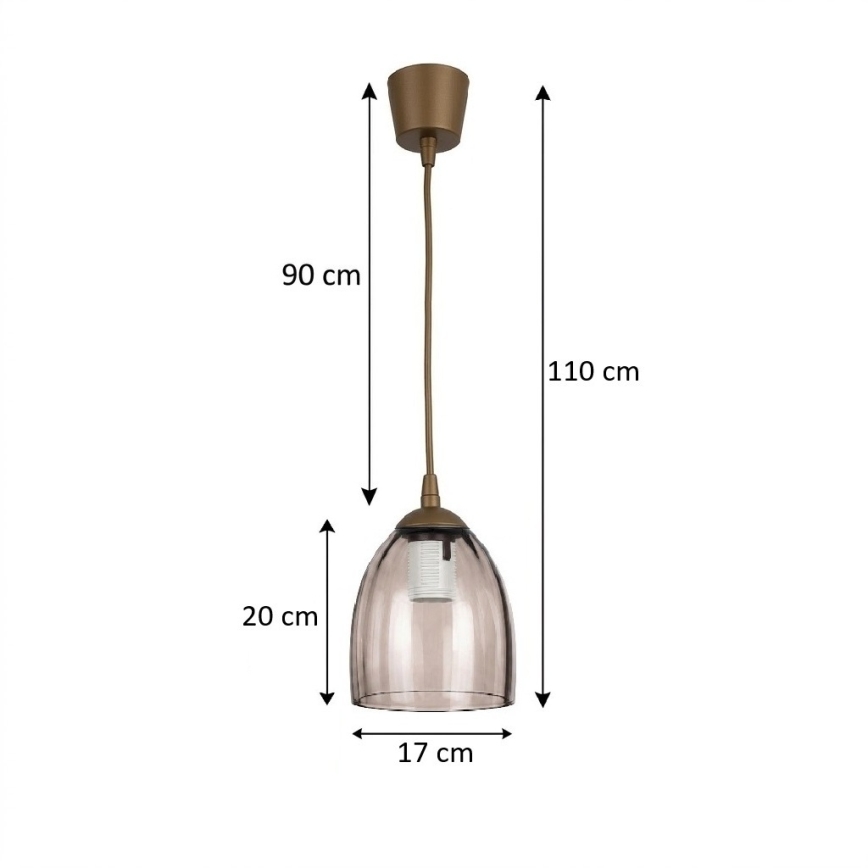 Brilagi - RETRO GLASS LED függeszték zsinóron, 1xE27/60W/230V, átm. 17 cm, barna/füstös bézs