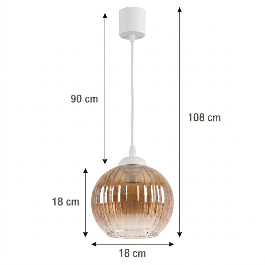 Brilagi - LED csillár kábelen RETRO GLASS 1xE27/60W/230V átm. 18 cm fehér/füstbarna
