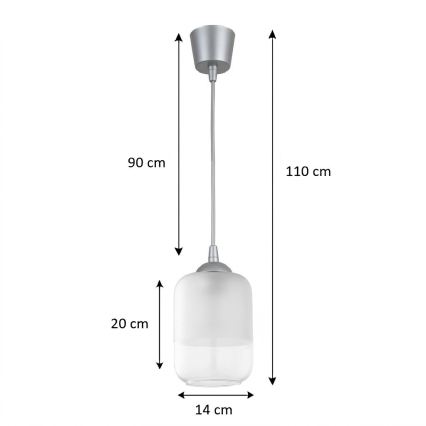 Brilagi - LED csillár zsinóron RETRO GLASS 1xE27/60W/230V átm. 14 cm ezüst/fehér