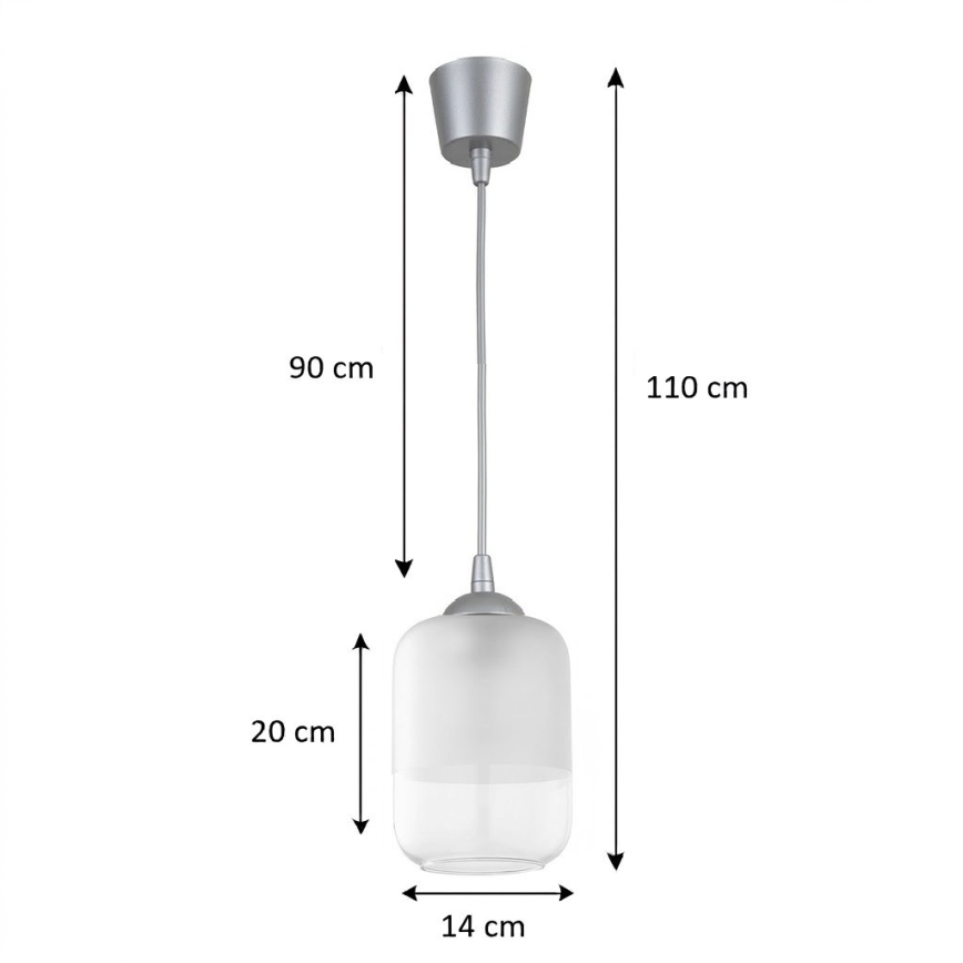 Brilagi - LED csillár zsinóron RETRO GLASS 1xE27/60W/230V átm. 14 cm ezüst/fehér