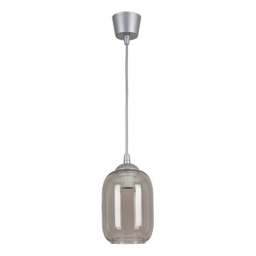 Brilagi - LED csillár zsinóron RETRO GLASS 1xE27/60W/230V átm. 14 cm ezüst/füstszürke