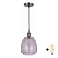 BRILAGI - LED csillár zsinóron RETRO GLASS 1xE27/60W/230V átmérő 26 cm fekete/füstszürke