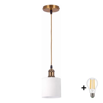 BRILAGI - LED csillár zsinóron RETRO GLASS 1xE27/60W/230V Ø 10 cm arany/fehér