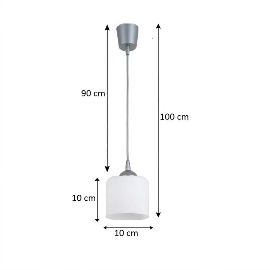 Brilagi - LED csillár zsinóron RETRO GLASS 1xE27/60W/230V Ø 10 cm, ezüst/fehér