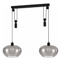 BRILAGI - LED csillár zsinóron RETRO GLASS 2xE27/40W/230V fekete/füstszürke