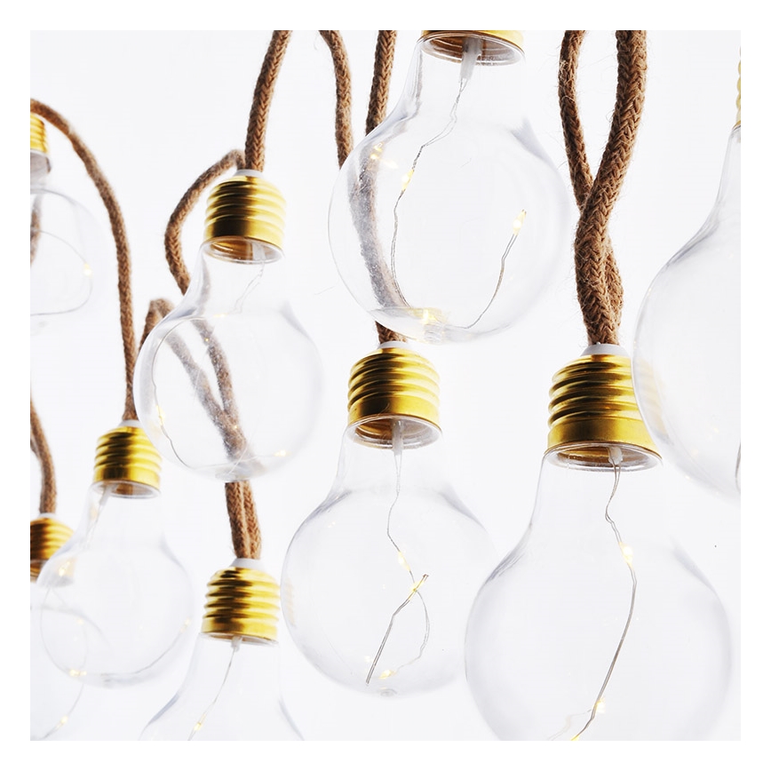 Brilagi - LED dekorációs fényfüzér 10xLED/3xAA 1,8m meleg fehér