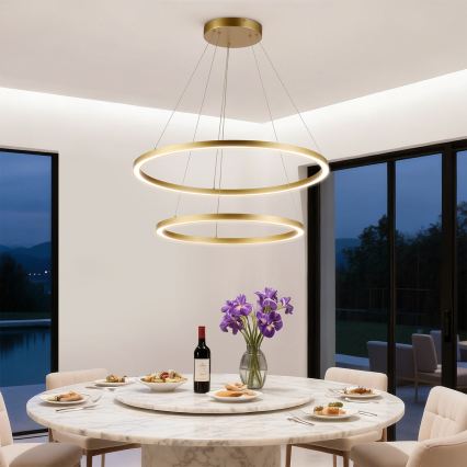 Brilagi - PORTOFINO LED fényerőszabályozható csillár kábelen LED/98W/230V 3000-6000K átm. 80 cm aranyszínű + távirányító