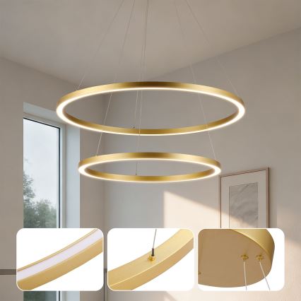 Brilagi - PORTOFINO LED fényerőszabályozható csillár kábelen LED/98W/230V 3000-6000K átm. 80 cm aranyszínű + távirányító
