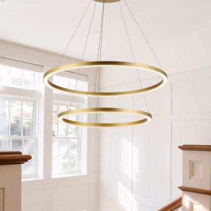 Brilagi - PORTOFINO LED fényerőszabályozható csillár kábelen LED/98W/230V 3000-6000K átm. 80 cm aranyszínű + távirányító