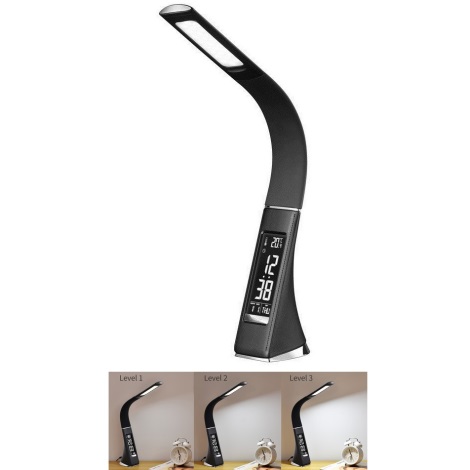 Brilagi - LED Dimmelhető asztali lámpa kijelzővel PELLE LED/7W/230V fekete