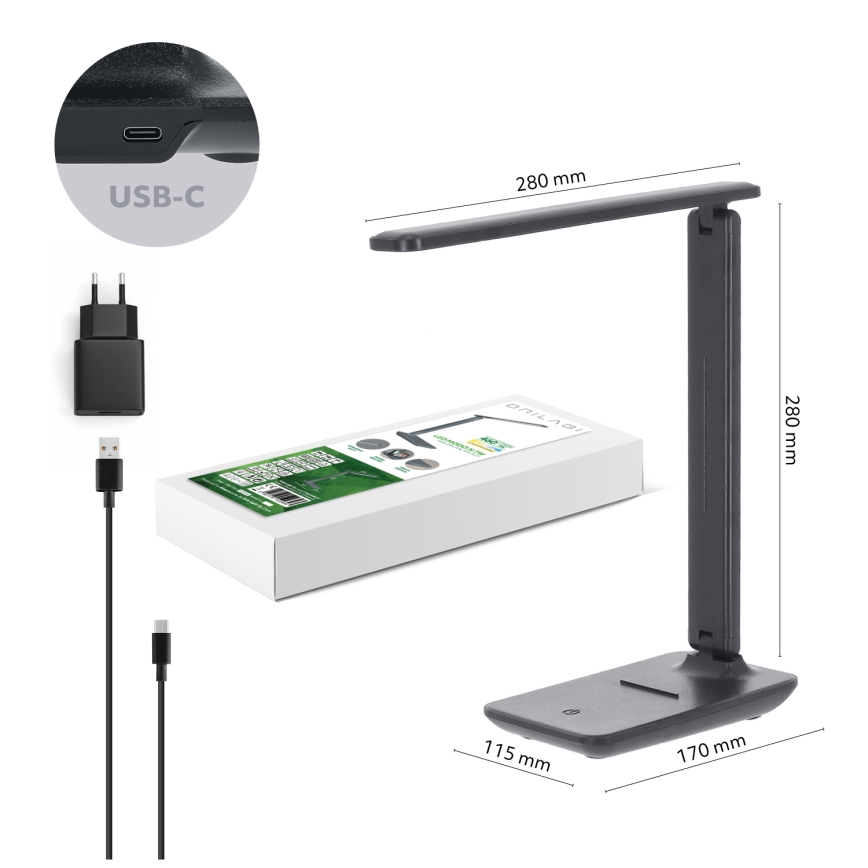 BRILAGI -LED Dimmelhető asztali lámpa MODO LED/7W/230V 3000/4000/6500K antracitszürke