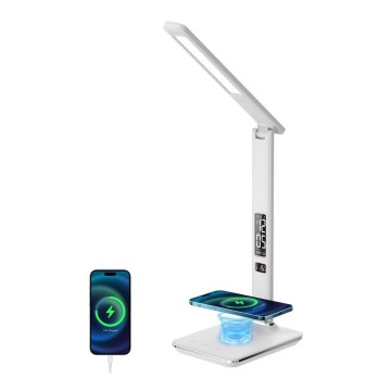 Brilagi - LED dimmelhető asztali lámpa QI vezeték nélküli töltéssel és USB-csatlakozóval REGINA LED/8,5W/230V fehér