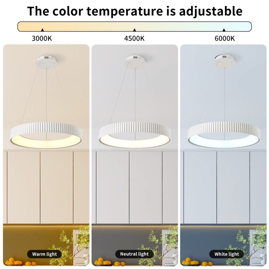 BRILAGI - LED dimmelhető kábeles csillár FALCON MODERN LED/54W/230V 3000-6000K átm. 60 cm fehér + távirányító