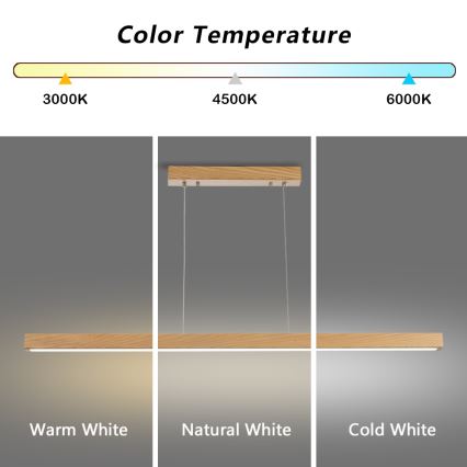 Brilagi - LED fényerőszabályozható csillár kábellel OAK SMART LED/30W/230V Wi-Fi Tuya tölgy + távirányító