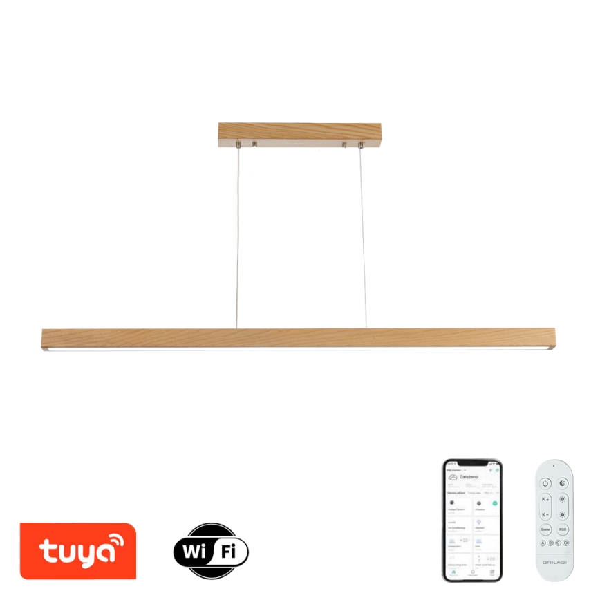 Brilagi - LED fényerőszabályozható csillár kábellel OAK SMART LED/30W/230V Wi-Fi Tuya tölgy + távirányító