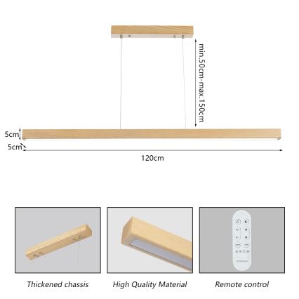 Brilagi - LED fényerőszabályozható csillár kábellel OAK SMART LED/30W/230V Wi-Fi Tuya tölgy + távirányító