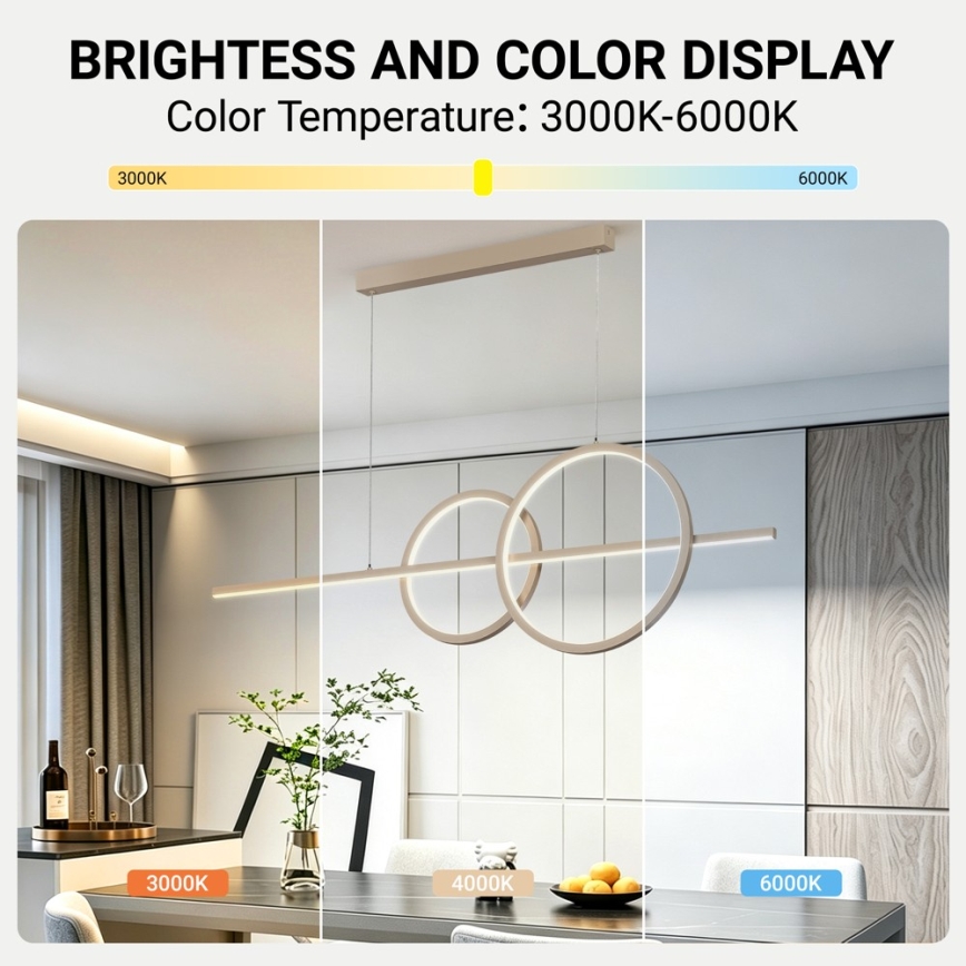 BRILAGI - LED dimmelhető csillár zsinóron SIGNATURE LED/53W/230V 3000-6000K 120 cm bézs+ távirányítóval