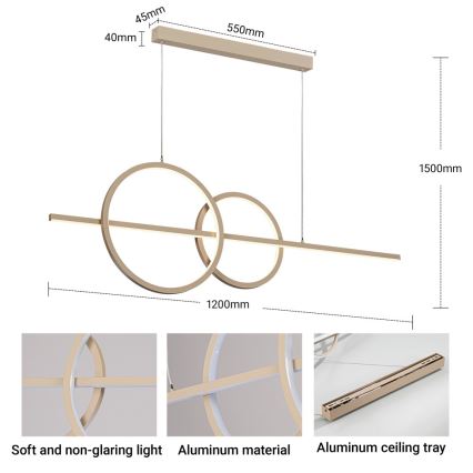 BRILAGI - LED dimmelhető csillár zsinóron SIGNATURE LED/53W/230V 3000-6000K 120 cm bézs+ távirányítóval