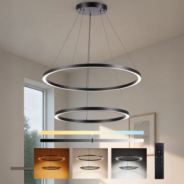 Brilagi - LED dimmelhető csillár kötélen PORTOFINO LED/98W/230V 3000-6000K átm. 80 cm fekete + távirányító