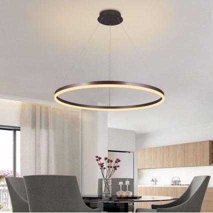 Brilagi - LED Dimmelhető csillár zsinóron CIRCLE LED/55W/230V 3000-6500K barna + távirányítás