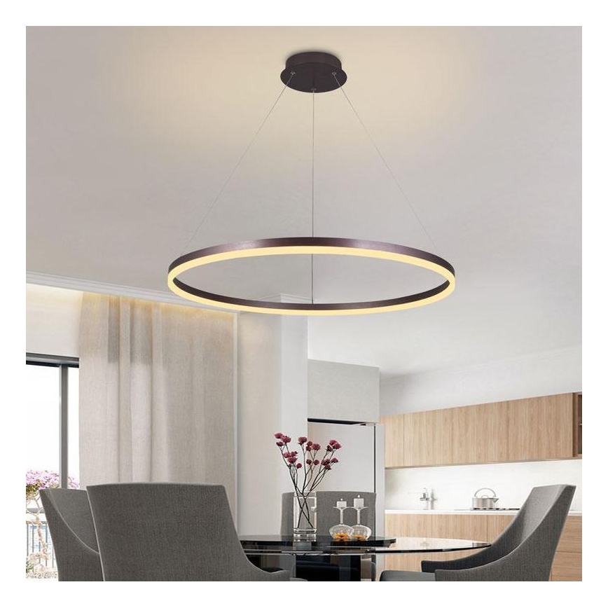 Brilagi - LED Dimmelhető csillár zsinóron CIRCLE LED/55W/230V 3000-6500K barna + távirányítás