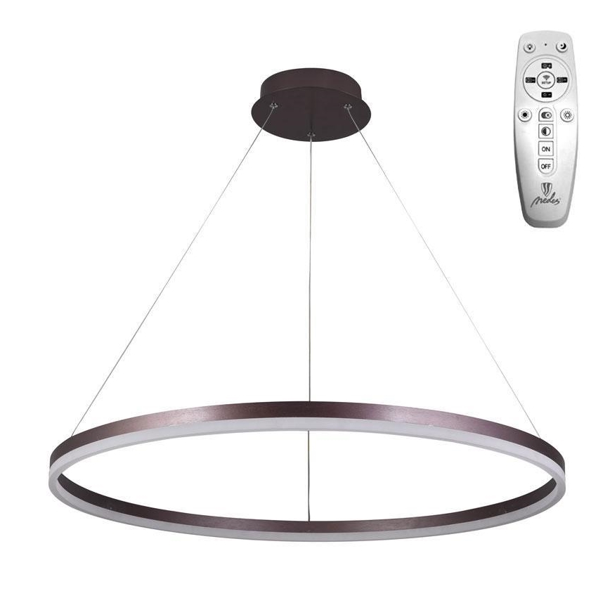 Brilagi - LED Dimmelhető csillár zsinóron CIRCLE LED/55W/230V 3000-6500K barna + távirányítás